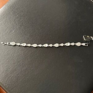 Sterling Silver Crystal Teardrop Bracelet - Silver